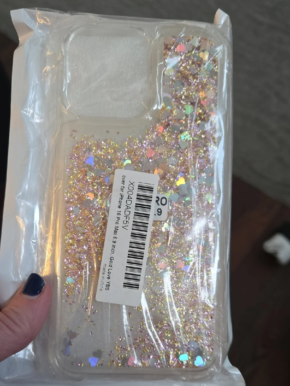 Apple Glitter Heart Liquid Case - Gold & Iridescent